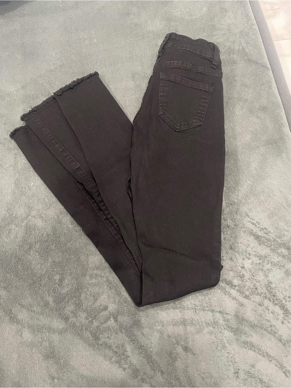 BAMBOO Black Skinny Jeans with Frayed Hem